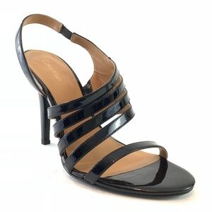 Calvin Klein Mirian black patent strappy sandals heeled shoes 8.5